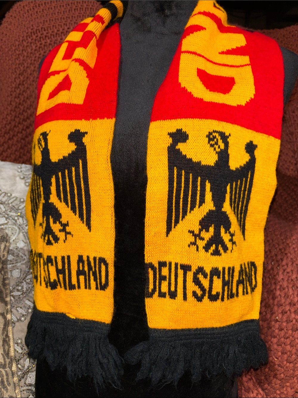 Deutschland Germany logo knit scarf soccer football European warm neck scarf